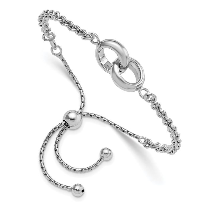 925 Sterling Silver Link Adjustable 4 Wrap Bracelet - Picture 7 of 12