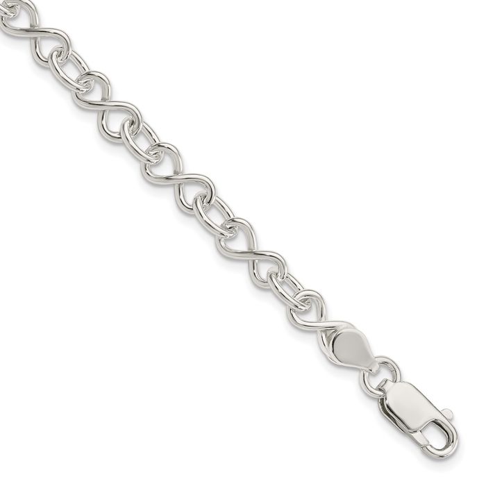 925 Sterling Silver Single Link Chain Charm Bracelet