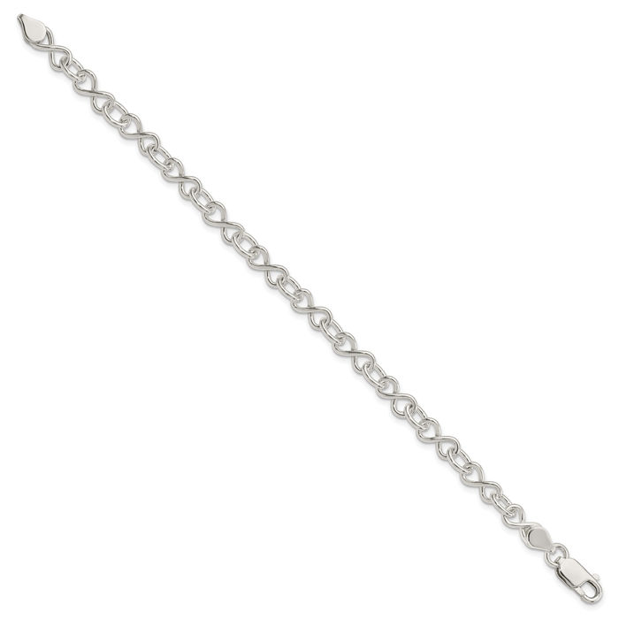 925 Sterling Silver Single Link Chain Charm Bracelet