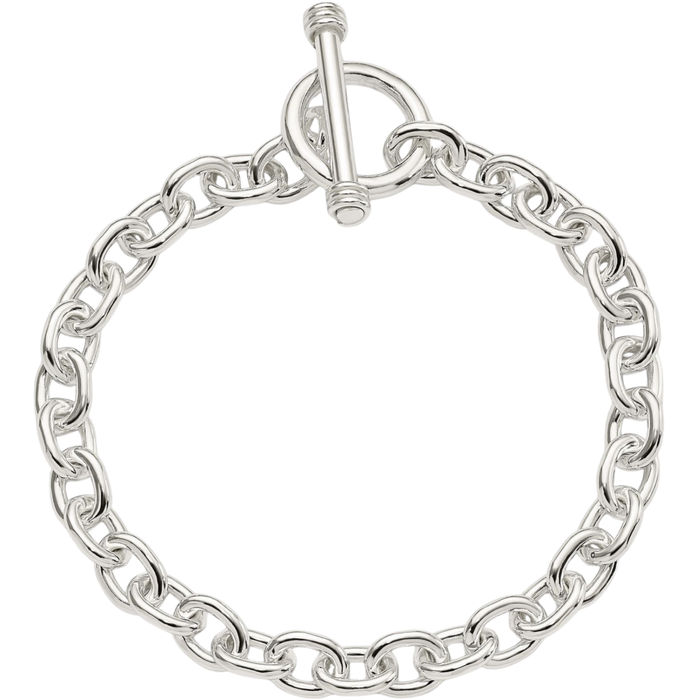 925 Sterling Silver Link Chain Bracelet Toggle Clasp