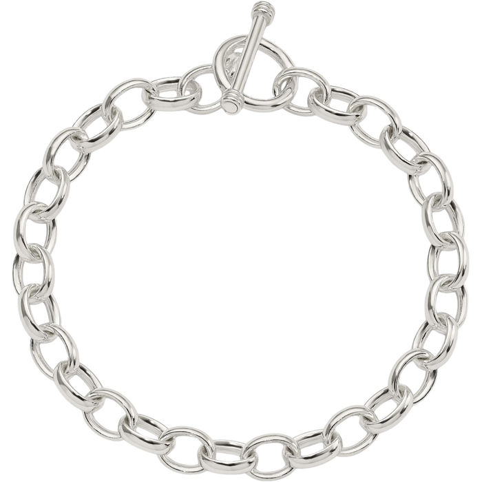 925 Sterling Silver Link Chain Bracelet Toggle Clasp