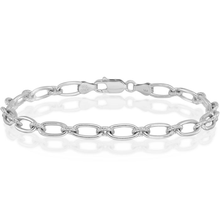 925 Sterling Silver Oval Link Chain Bracelet