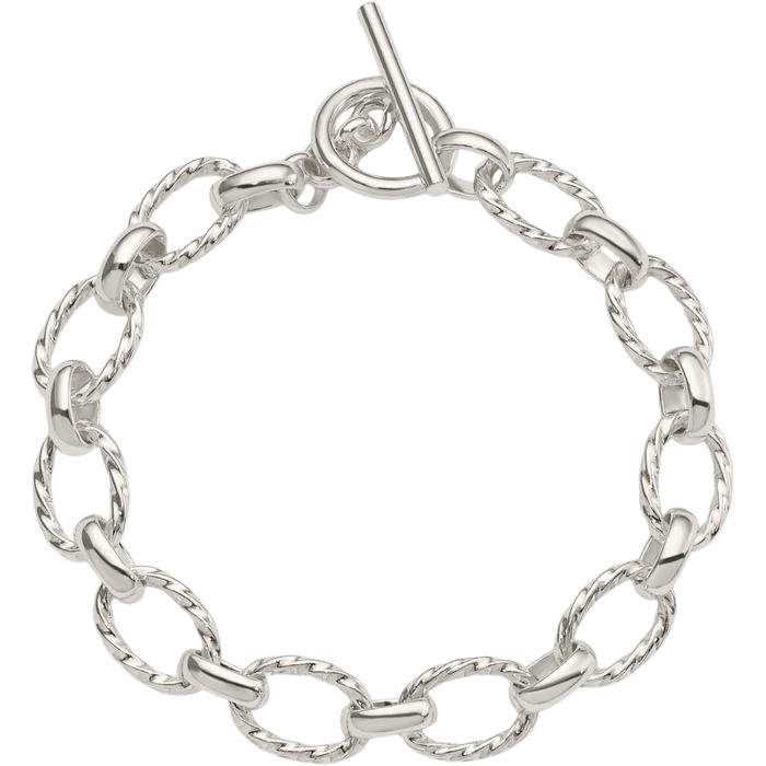 925 Sterling Silver Link Chain Bracelet Toggle Clasp