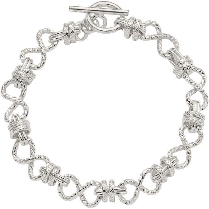 925 Sterling Silver Link Chain Bracelet Toggle Clasp