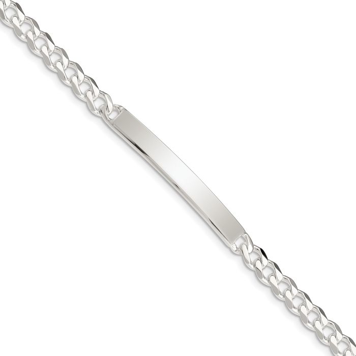 925 Sterling Silver Curb Link Name Bar Identification ID Bracelet