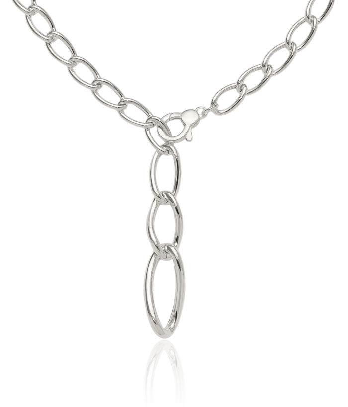 925 Sterling Silver Link Drop Chain Necklace