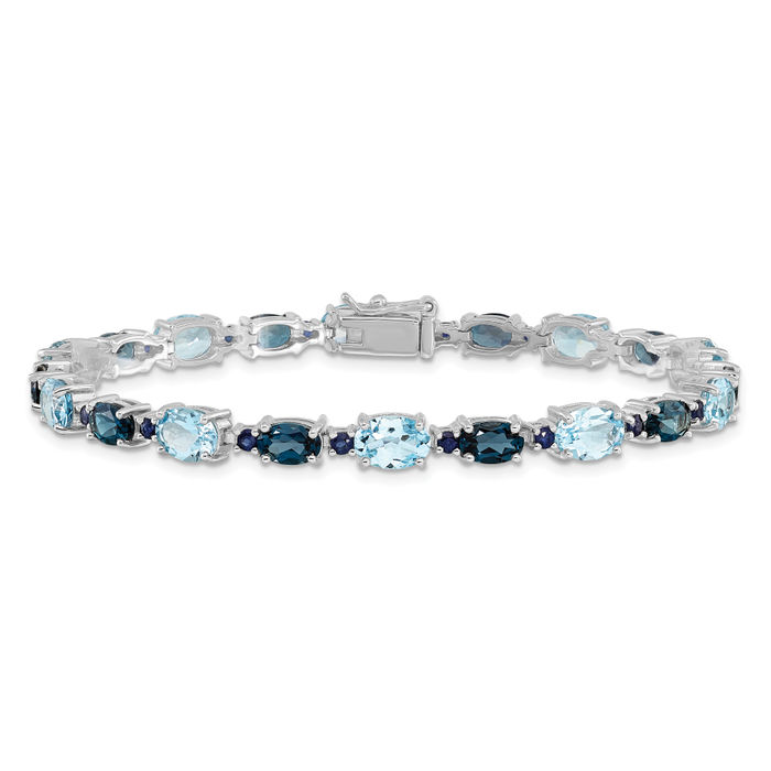 Stunning 925 Sterling Silver Blue Topaz newest Bracelet