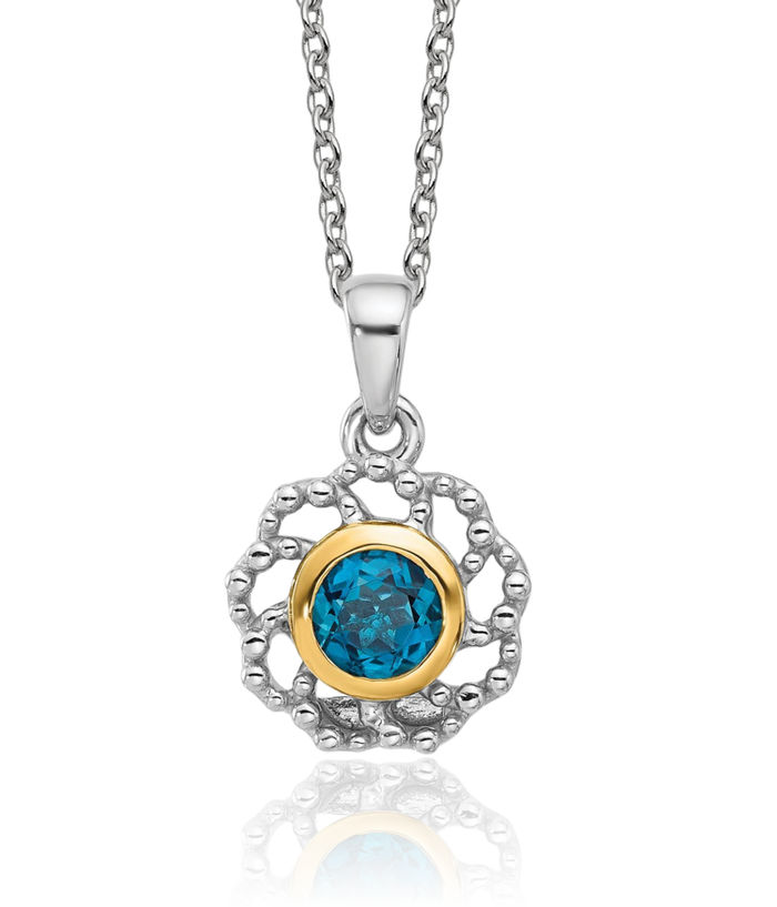 925 Sterling Silver London Blue Topaz Necklace Chain Gemstone Pendant Charm