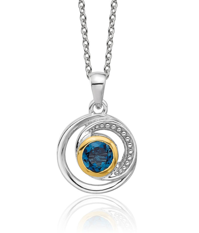 925 Sterling Silver London Blue Topaz Necklace Chain Gemstone Pendant Charm