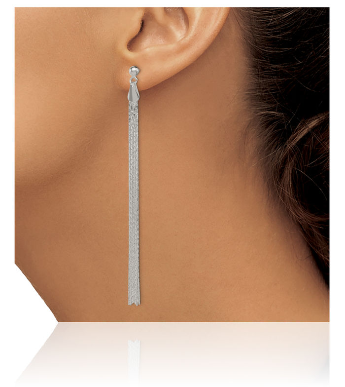 925 Sterling Silver Long Linear Post Line Bar Drop Dangle Earrings