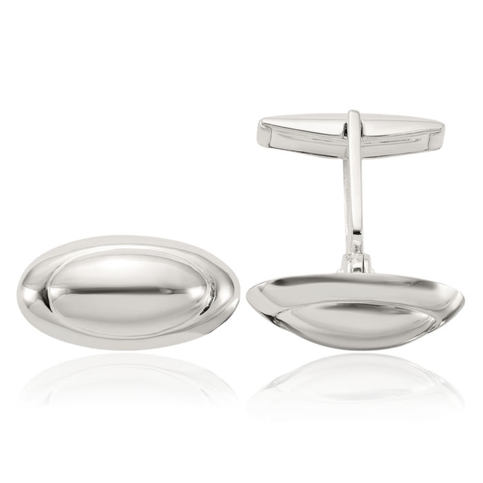 925 Sterling Silver Long Oval Cuff Links