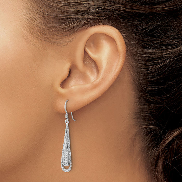 925 Sterling Silver Long Teardrop Drop Dangle Earrings