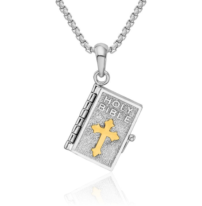925 Sterling Silver Lords Prayer Holy Bible Necklace Chain Pendant Charm