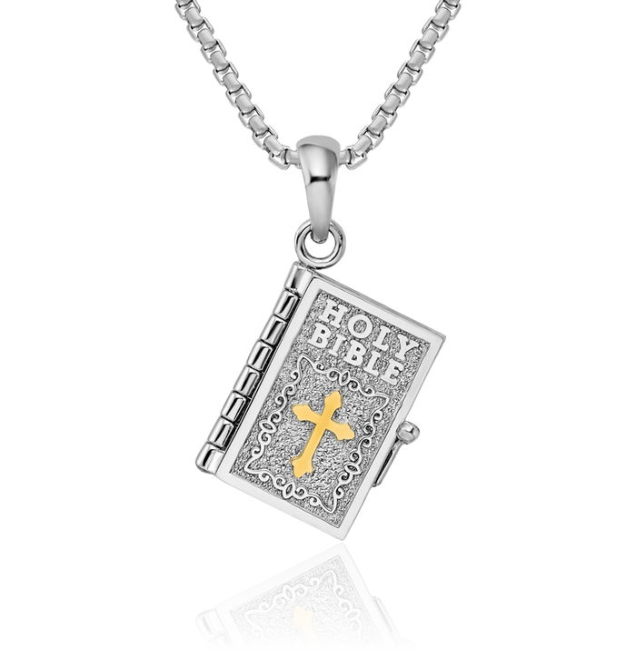925 Sterling Silver Lords Prayer Holy Bible Necklace Chain Pendant Charm