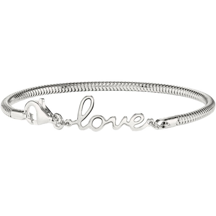 925 Sterling Silver Love Chain Charm Bracelet