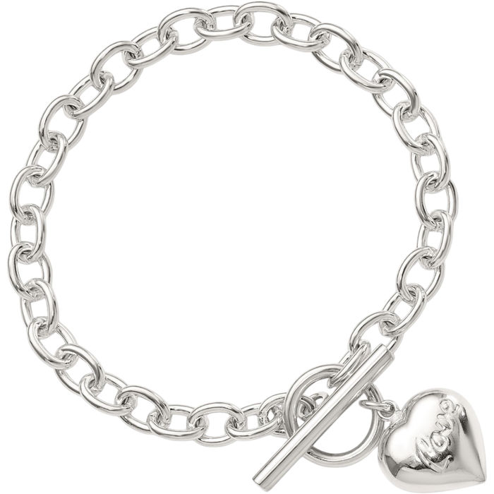 925 Sterling Silver Love Heart Charm Bracelet