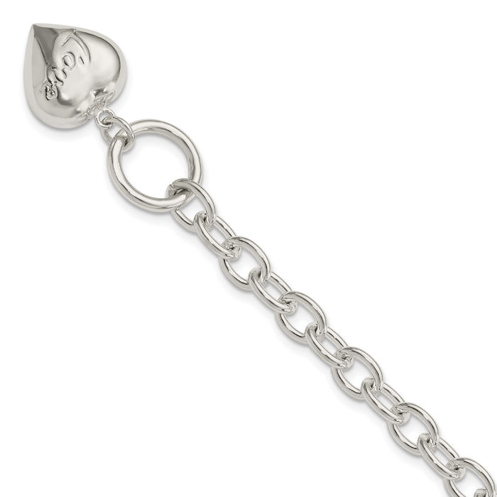 925 Sterling Silver Love Heart Charm Bracelet