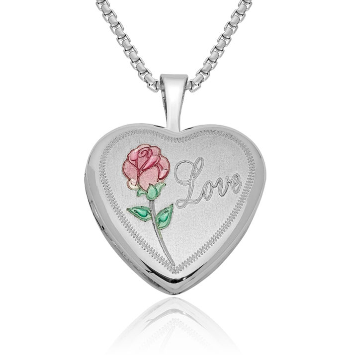 925 Sterling Silver Love Heart Personalized Photo Locket Necklace Picture Pendant Charm