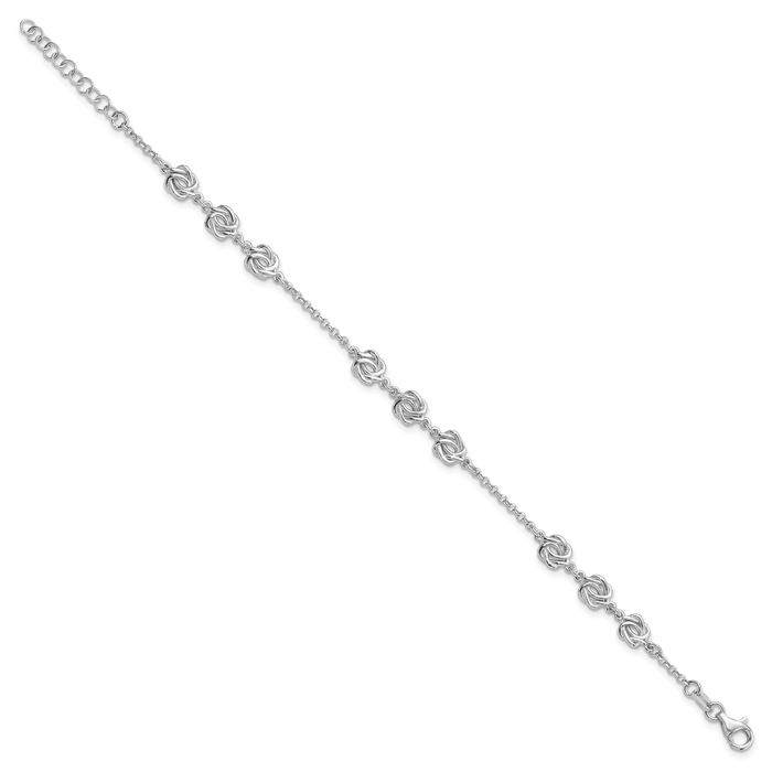 925 Sterling Silver Love Knot Chain Charm Bracelet