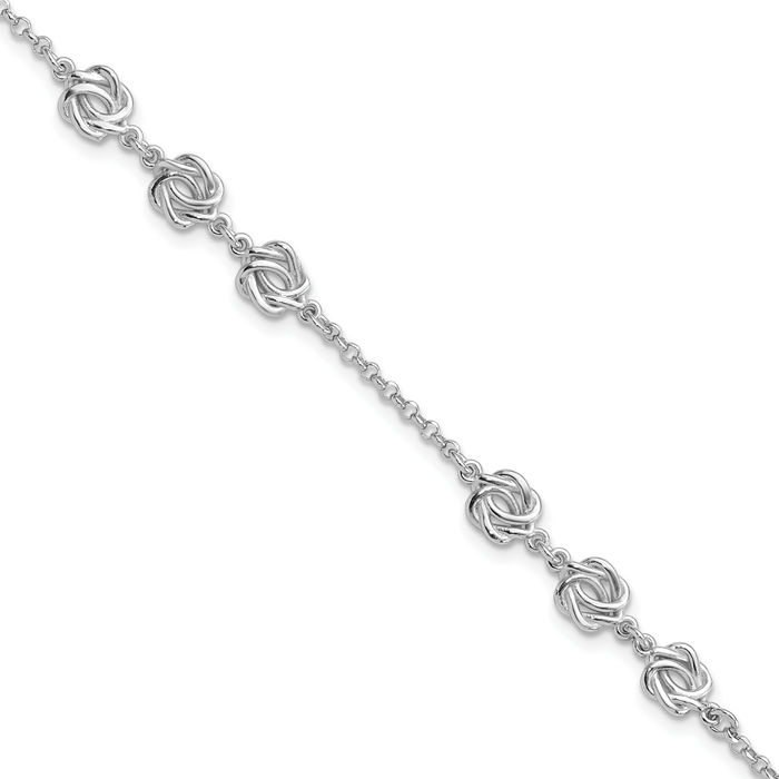 925 Sterling Silver Love Knot Chain Charm Bracelet