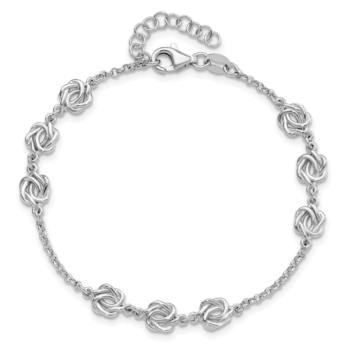 925 Sterling Silver Love Knot Chain Charm Bracelet