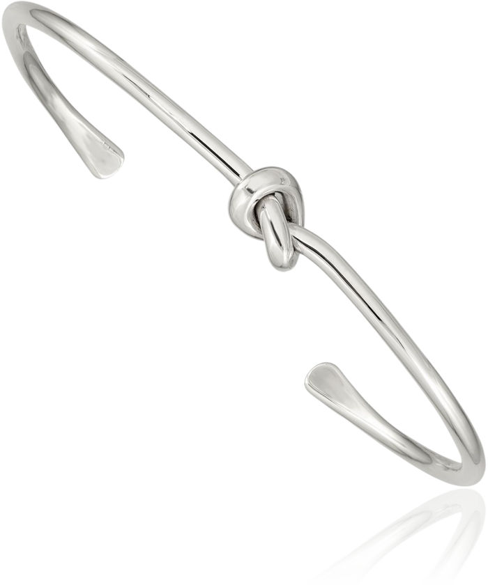 925 Sterling Silver Love Knot Bangle Charm Bracelet