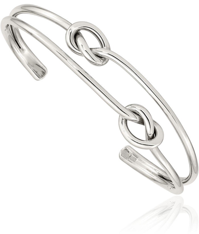 925 Sterling Silver Love Knot Bangle Charm Bracelet