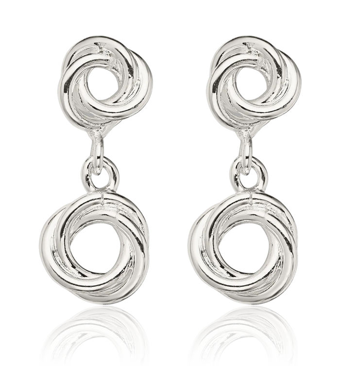 925 Sterling Silver Twisted Love Knot Symbol Drop Dangle Earrings