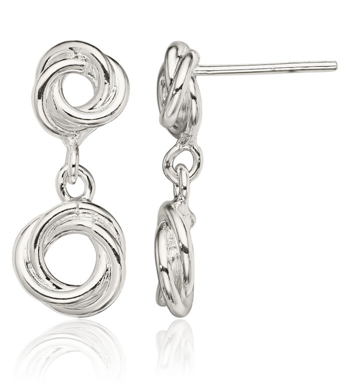 925 Sterling Silver Twisted Love Knot Symbol Drop Dangle Earrings