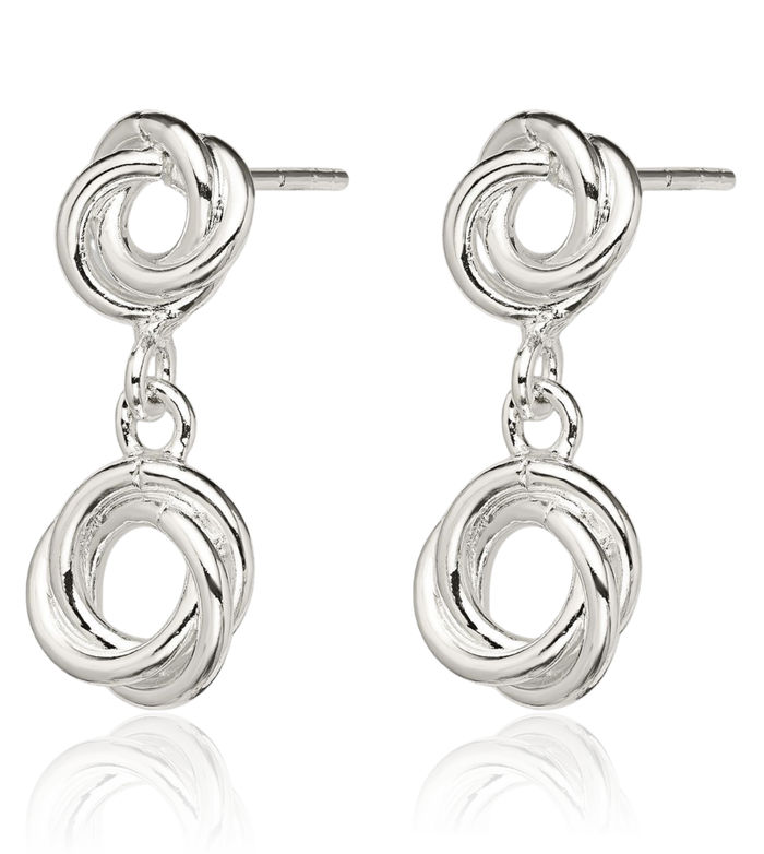 925 Sterling Silver Twisted Love Knot Symbol Drop Dangle Earrings