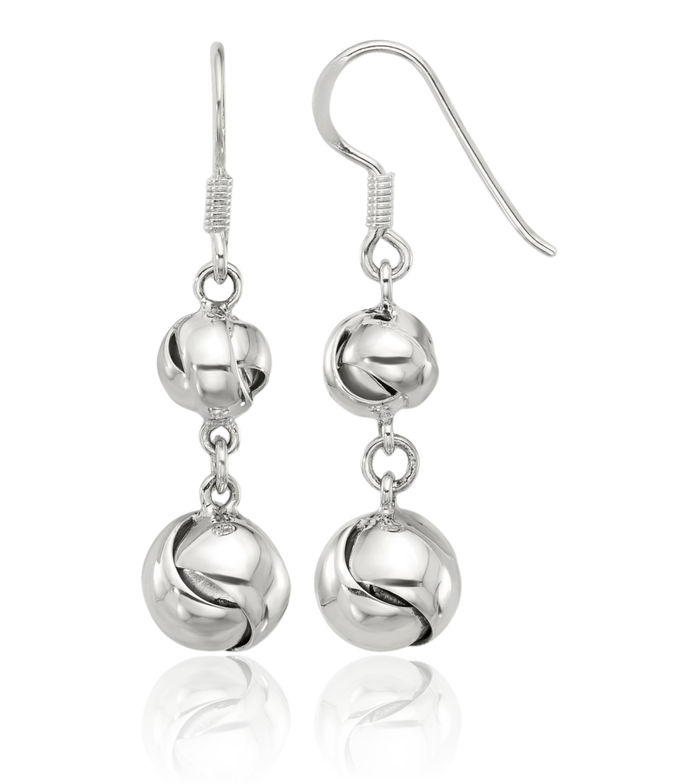 925 Sterling Silver Twisted Love Knot Symbol Drop Dangle Earrings