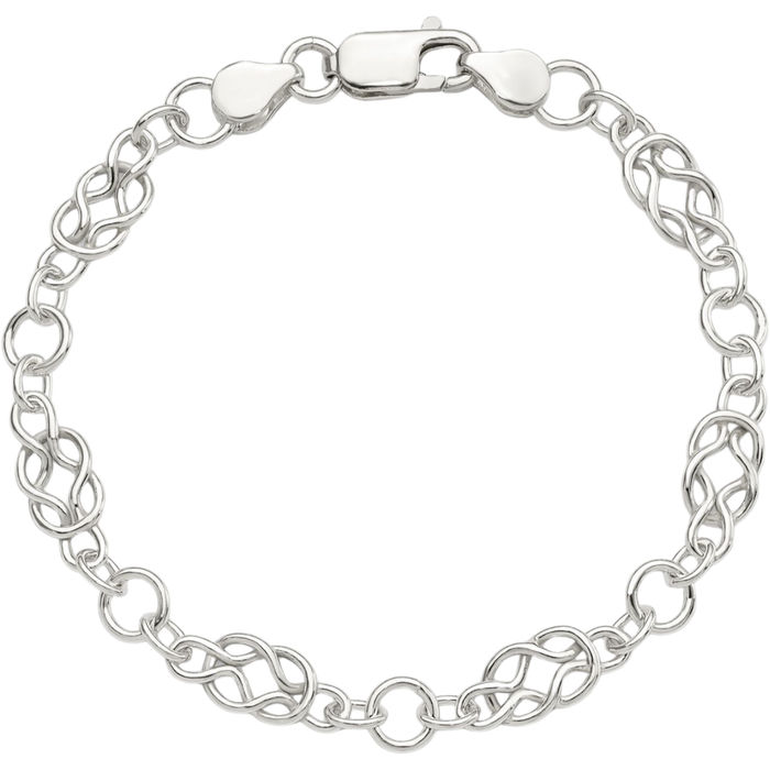 925 Sterling Silver Love Knot Link Chain Bracelet