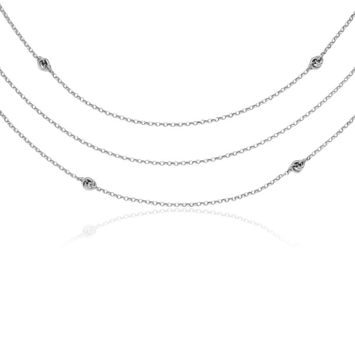 925 Sterling Silver Love Knot Multi Strand Layering Necklace Chain