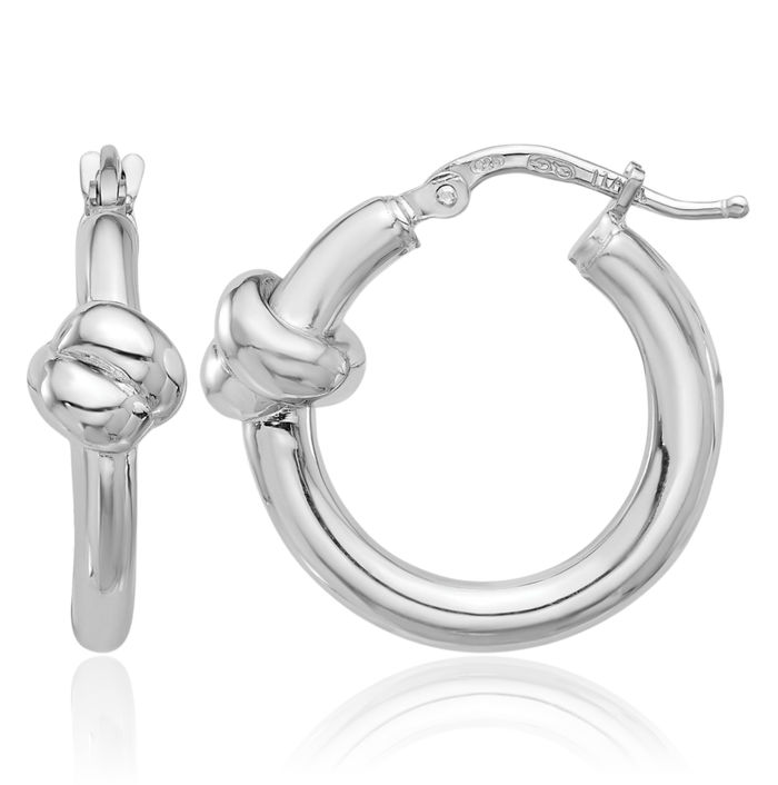 925 Sterling Silver Twisted Love Knot Symbol Round Medium Hoop Earrings