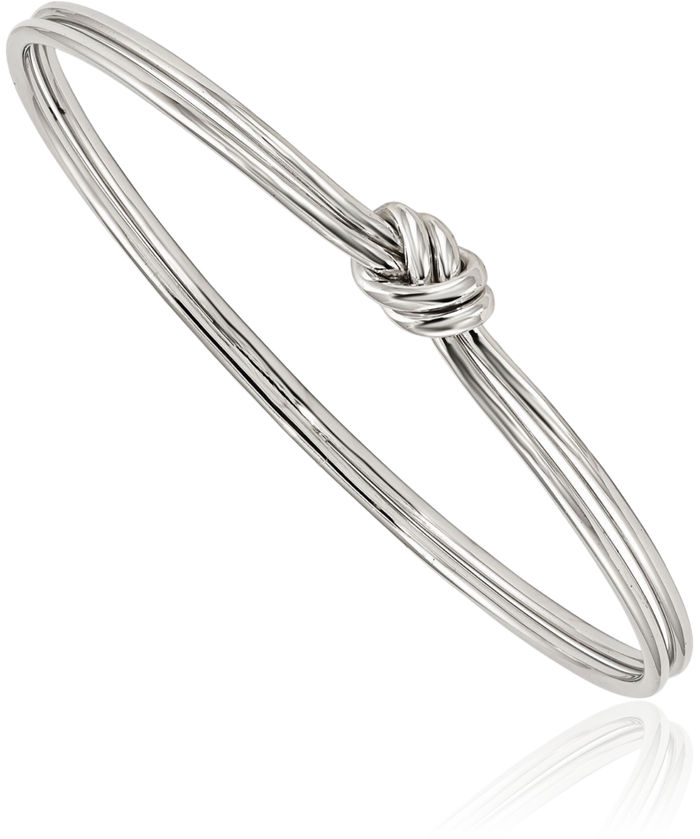 925 Sterling Silver Love Knot Slip On Bangle Charm Bracelet