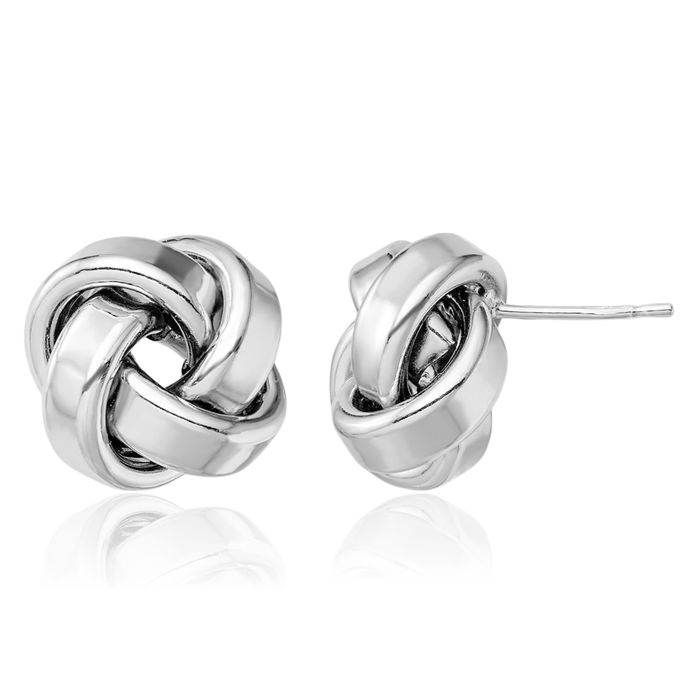 925 Sterling Silver Twisted Love Knot Symbol Stud Earrings