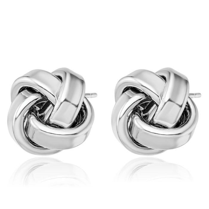 925 Sterling Silver Twisted Love Knot Symbol Stud Earrings