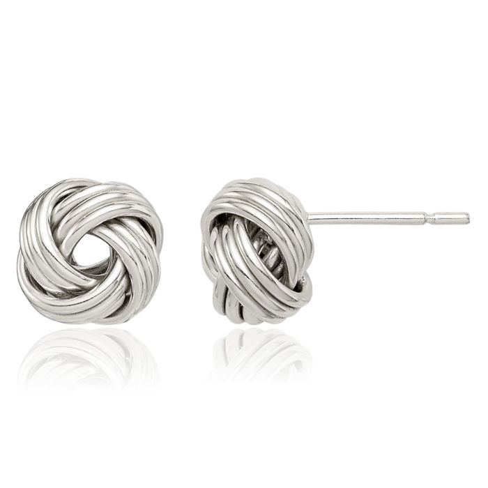 925 Sterling Silver Twisted Love Knot Symbol Stud Earrings