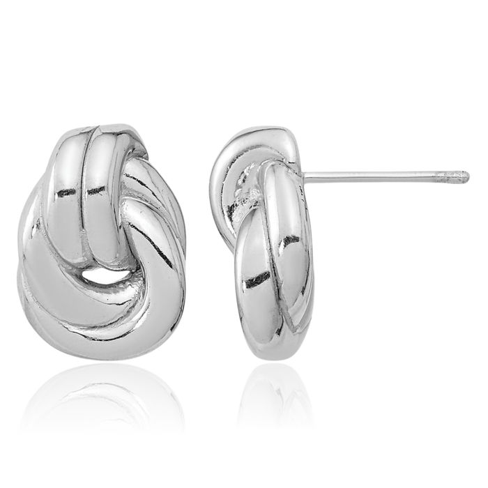 925 Sterling Silver Twisted Love Knot Symbol Stud Earrings