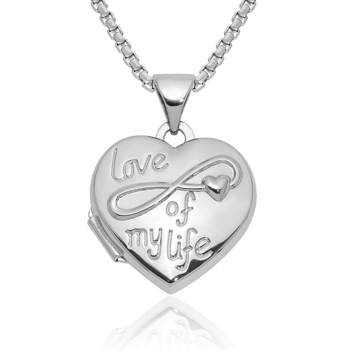 925 Sterling Silver Love of My Life Heart Personalized Photo Locket Necklace Picture Pendant Charm