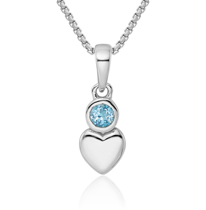 925 Sterling Silver Ls Sky Blue Topaz Heart Necklace Gemstone Pendant Charm December Birthstone Jewelry