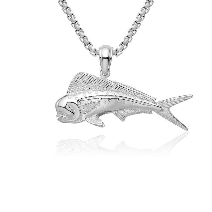 925 Sterling Silver Mahi Fish Necklace Chain Pendant Charm