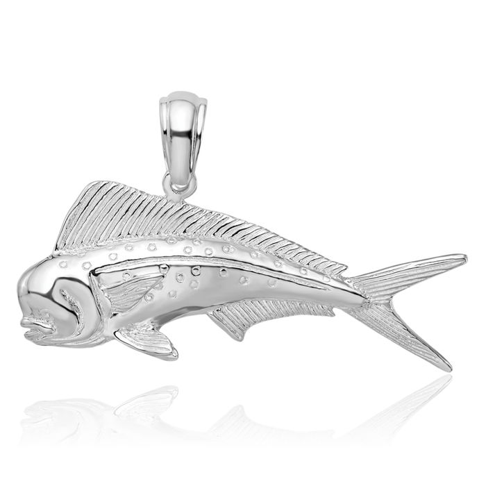 925 Sterling Silver Mahi Fish Necklace Chain Pendant Charm