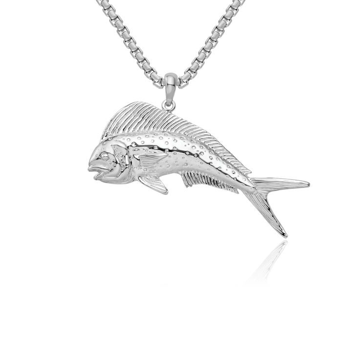 925 Sterling Silver Mahi Fish Necklace Chain Pendant Charm