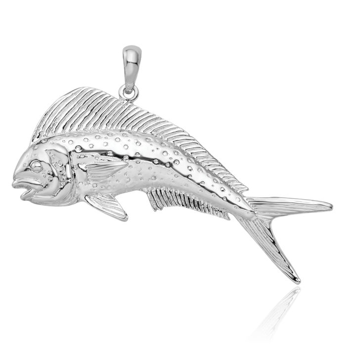 925 Sterling Silver Mahi Fish Necklace Chain Pendant Charm