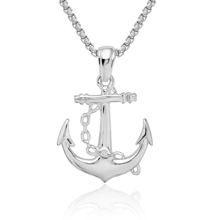 925 Sterling Silver Anchor Mariner Link Chain Necklace Nautical Charm Pendant
