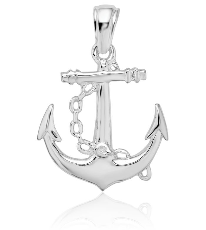 925 Sterling Silver Anchor Mariner Link Chain Necklace Nautical Charm Pendant