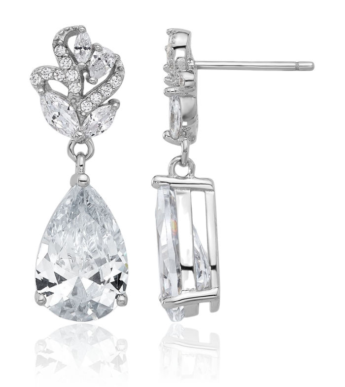 925 Sterling Silver Marquise Cut Cubic Zirconia CZ Post Drop Dangle Earrings Pear Teardrop Gemstone