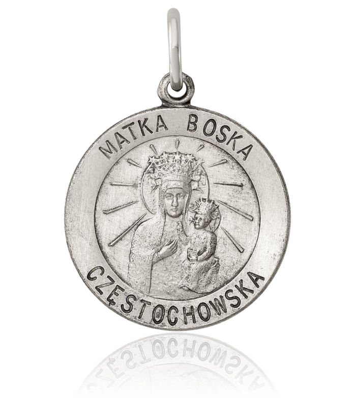 925 Sterling Silver Vintage Matka Boska Medal Necklace Chain Pendant Charm