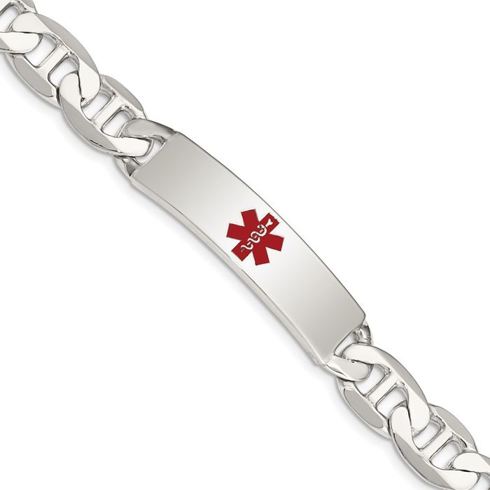 925 Sterling Silver Medical Alert Mariner Link ID Bracelet - Picture 7 of 18